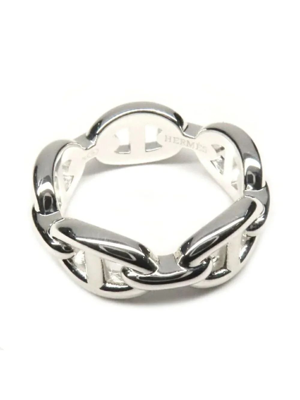 Hermes Ring Chaine D'ancre Enchainee PM 53 Silver